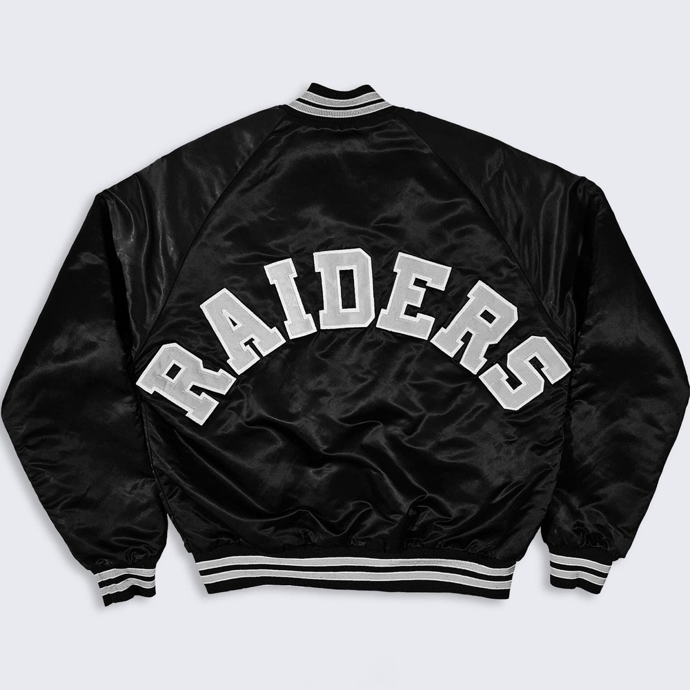 Los Angeles Raiders Vintage 80s Chalk Line Satin Bomber Jacket